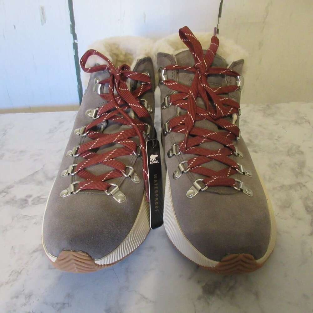 Sorel Boots 9.5 40.5 Gray Out N About III Conquest Waterproof Sneakers Shearling - Picture 4 of 10